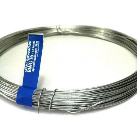 Arame Galvanizado BWG 16 (1,65mm) - 58 metros por Kg Arame Galvanizado fio 16 (1,65mm) Rolo de 1kg (58m)