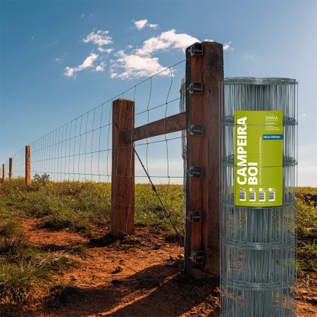 Cerca Campeira Boi (Fios de Aço 2,50mm / malha 20x30cm) Rolo 50m