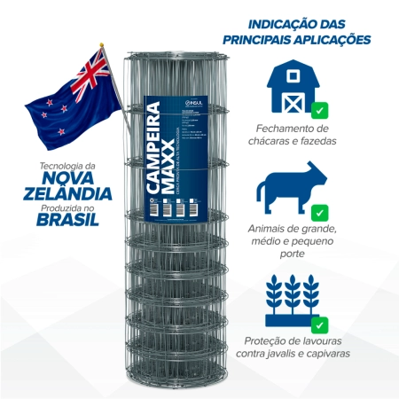 Cerca pronta de aço Campeira MAXX - (Fios de Aço 2,50mm / malha 25x10cm) - Rolo 50m