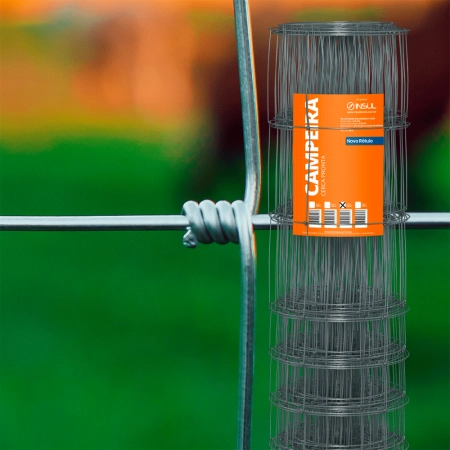 Tela Campeira Galvanizada - (Fios de aço 2,30mm / malha 20x10cm) - Rolo 50m