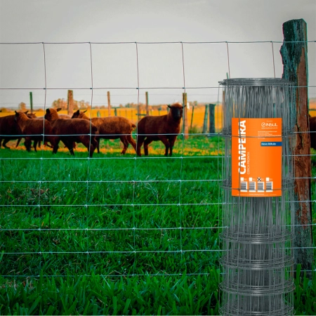 Tela Campeira Galvanizada - (Fios de aço 2,30mm / malha 20x10cm) - Rolo 50m