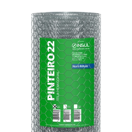 Tela Hexagonal Pinteiro (Fio 22 0,71mm / Malha 2,5cm) - Rolo 50m