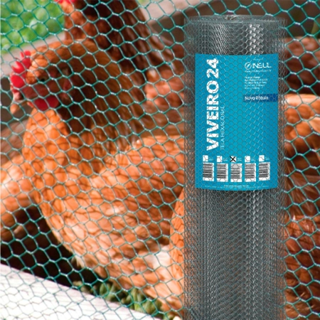 Tela Hexagonal Viveiro (Fio 24 0,56mm / Malha 1,25cm) - Rolo 50m