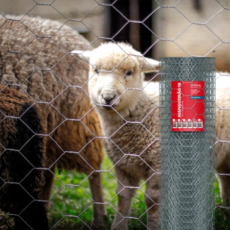 Tela Mangueirão fio 16 (1,65mm) malha (7,6cm) - Rolo 50m