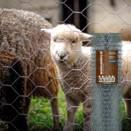 Tela Mangueirão Leve fio 18 (1,24mm) malha (7,6cm) - Rolo 50m