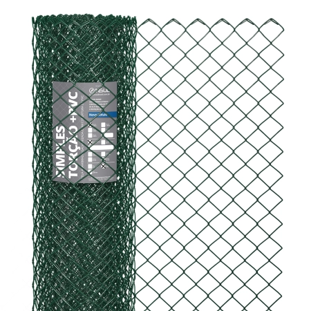 Tela Revestida em PVC VERDE Fio 12 (3,80mm) malha 3"(7,6cm) - Rolo 20m