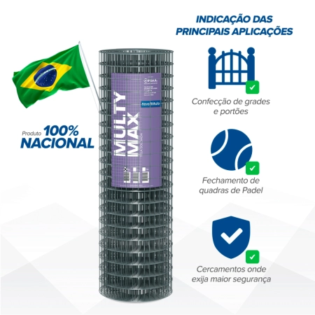 Tela Soldada Multy Max Serralheria (Fio 2,50mm / Malha 5x5cm) - Rolo 15m