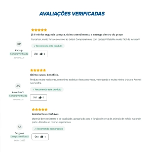 Cerca Pronta Campeira Boi - Malha 30x20cm - Fios de Aço 2,50mm - 650kgf - 100m Produto Cerca Pronta Campeira Boi - Malha 30x20cm - Fios de Aço 2,50mm - 650kgf - 100m