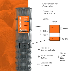 KIT Campeira Ovino + Catraca - 1,20m X 50m Produto KIT Campeira Ovino + Catraca - 1,20m X 50m