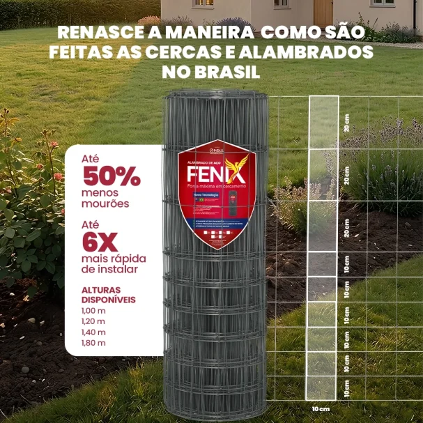 KIT Cerca Alambrado de Aço Fenix + Catraca - 1,00m X 50m Produto KIT Cerca Alambrado de Aço Fenix + Catraca - 1,00m X 50m