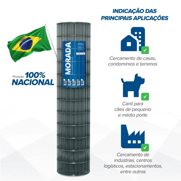 Produto Tela Alambrado Soldada Morada - Fio 2,30mm - Malha 5x15cm - Rolo 25m