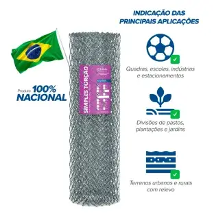 Produto Tela Alambrado Simples fio 12 (2,76mm) malha 3" (7,6cm) - Rolo 20m Produto Produto Tela Alambrado Simples fio 12 (2,76mm) malha 3" (7,6cm) - Rolo 20m