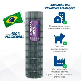 Produto Tela Alambrado Soldada Morada Open - Fio 2,30mm - Malha 6,5x15cm - Rolo 25m Produto Produto Tela Alambrado Soldada Morada Open - Fio 2,30mm - Malha 6,5x15cm - Rolo 25m