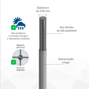 Produto Produto Tela Campeira Ovinos - Malha 30x10cm - Fios de aço 2,50mm - 650kgf - 50m