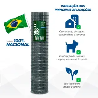 Produto Tela Soldada Multy Uso 25m - Fio 1,90mm - Malha 5x5cm - Rolo 25m Produto Produto Tela Soldada Multy Uso 25m - Fio 1,90mm - Malha 5x5cm - Rolo 25m